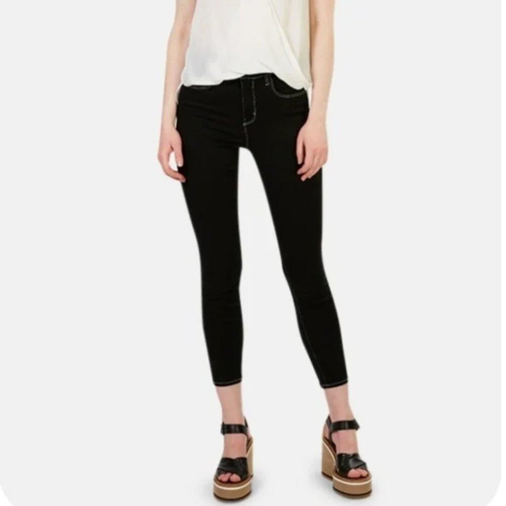 L'AGENCE Margot Skinny Jeans in Noir Black High Rise Stretch Denim Size 26